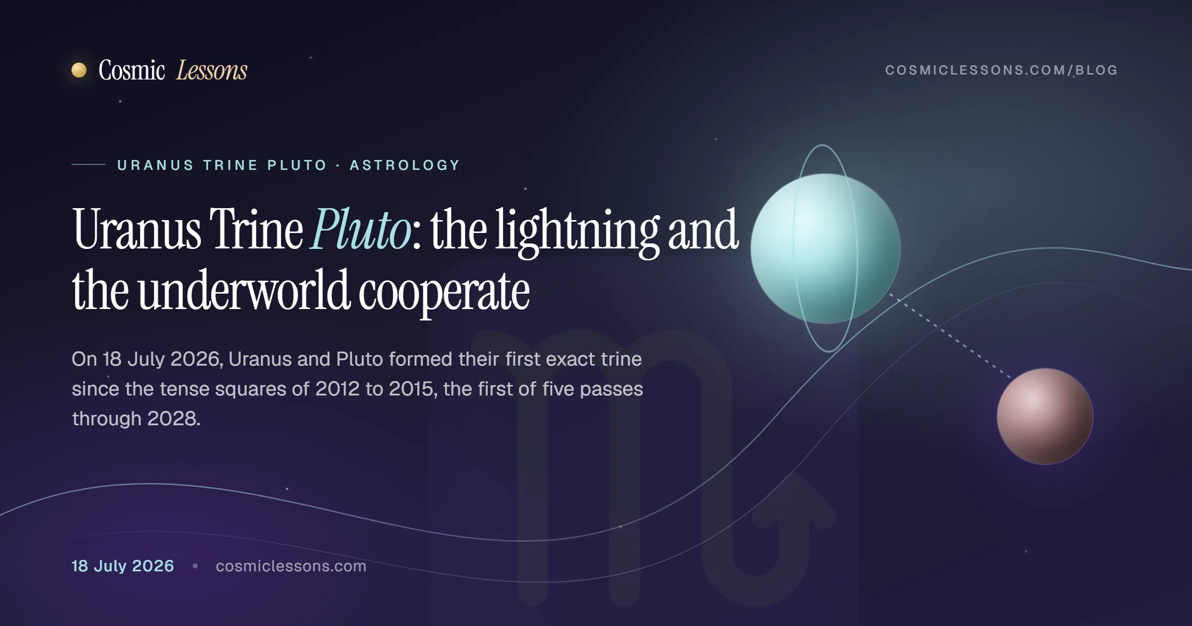 Uranus trine Pluto exact on 18 July 2026 ~ the first cooperative pass since the 2012-2015 squares